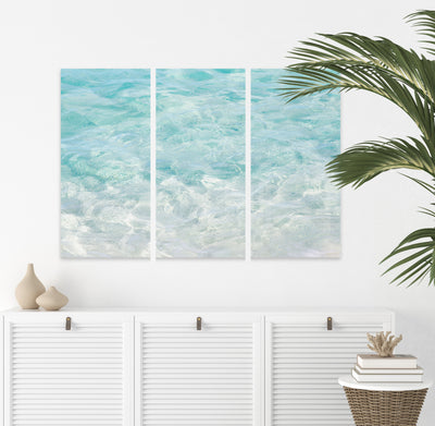 Turquoise Water - Multiple panel wall art by Cattie Coyle Photography  in beach house living room