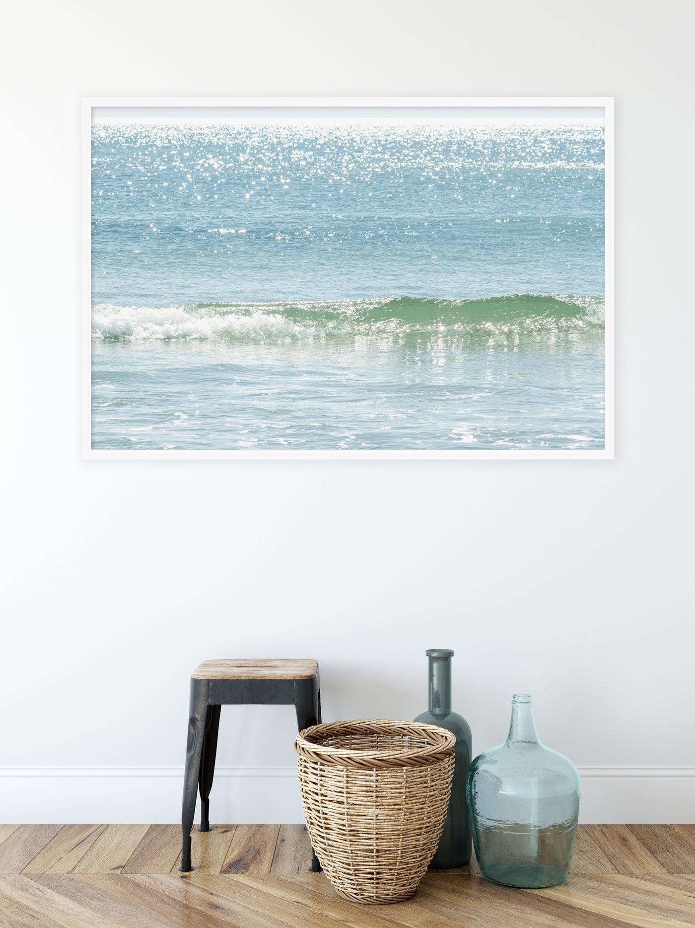 Ocean wave and sun glitter - Large art print by Cattie Coyle Photography