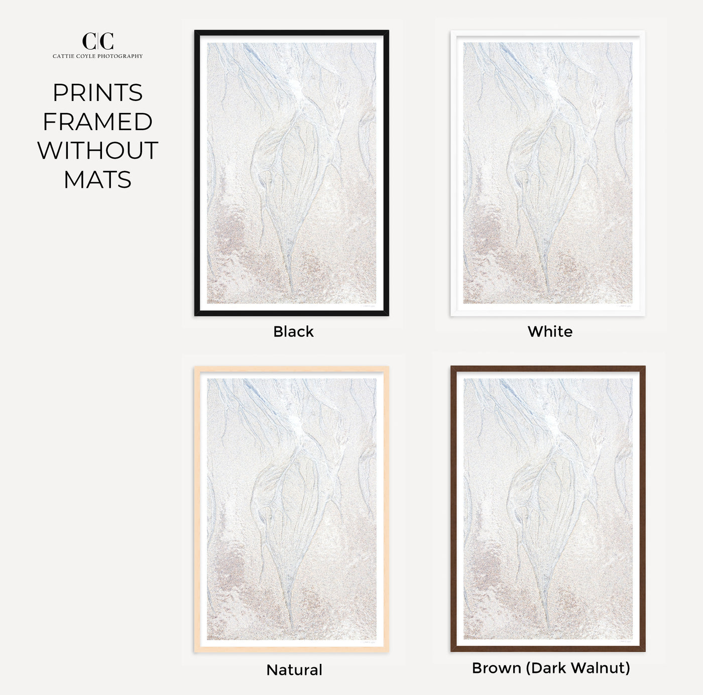 Abstract photography prints by Cattie Coyle framed without mats
