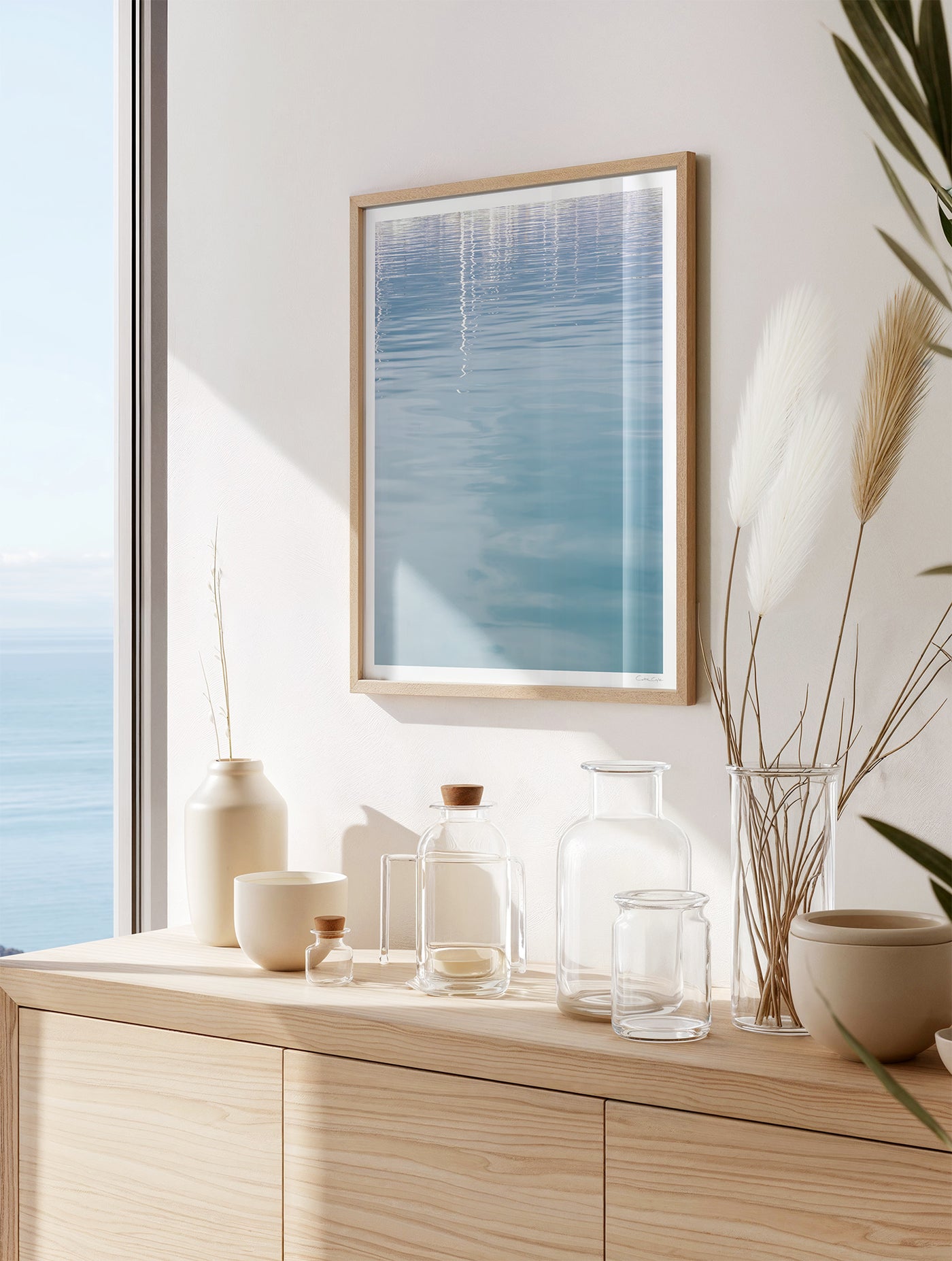 Antibes - Abstract water art print by Cattie Coyle Photography in living room