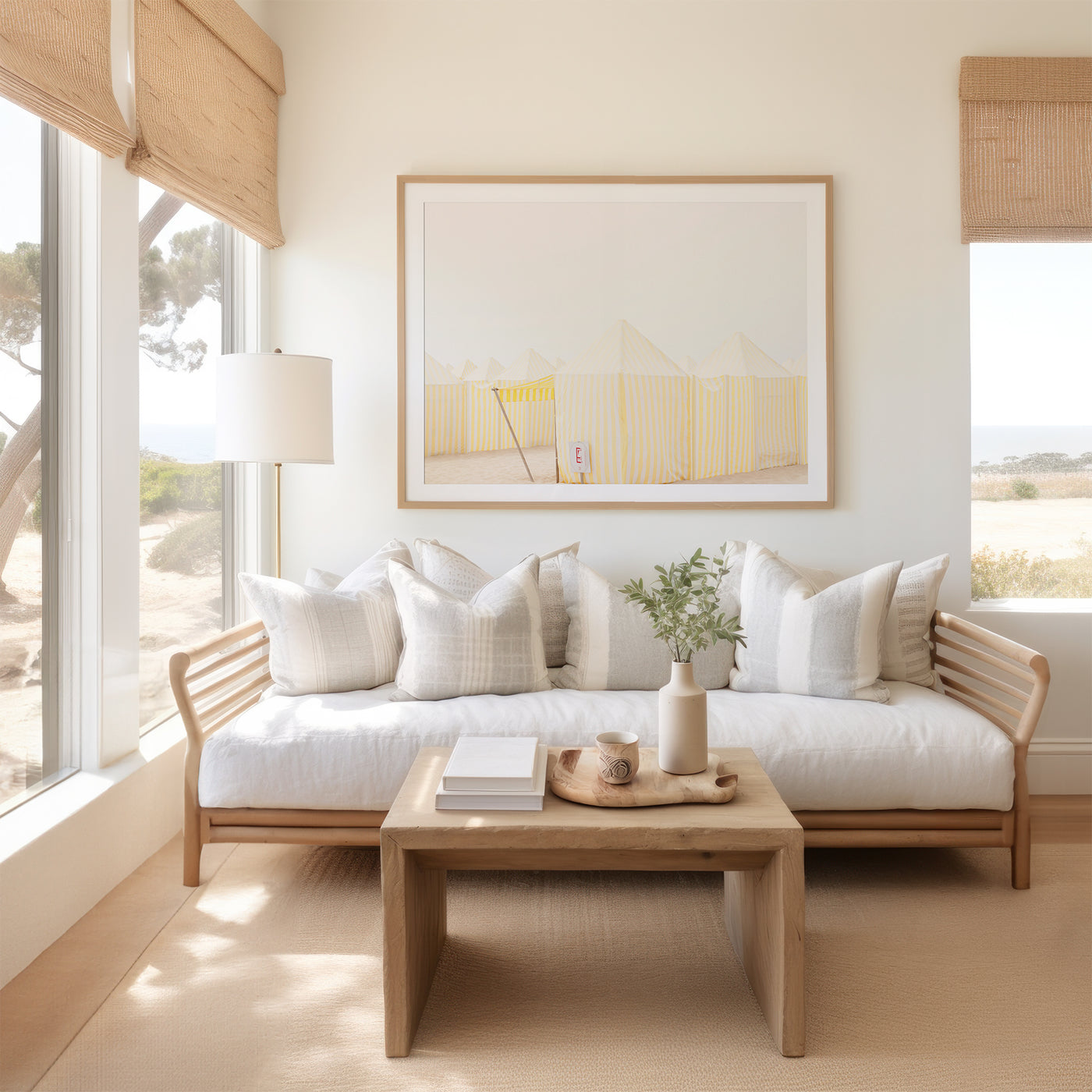Beach art photography print by Cattie Coyle Photography in living room
