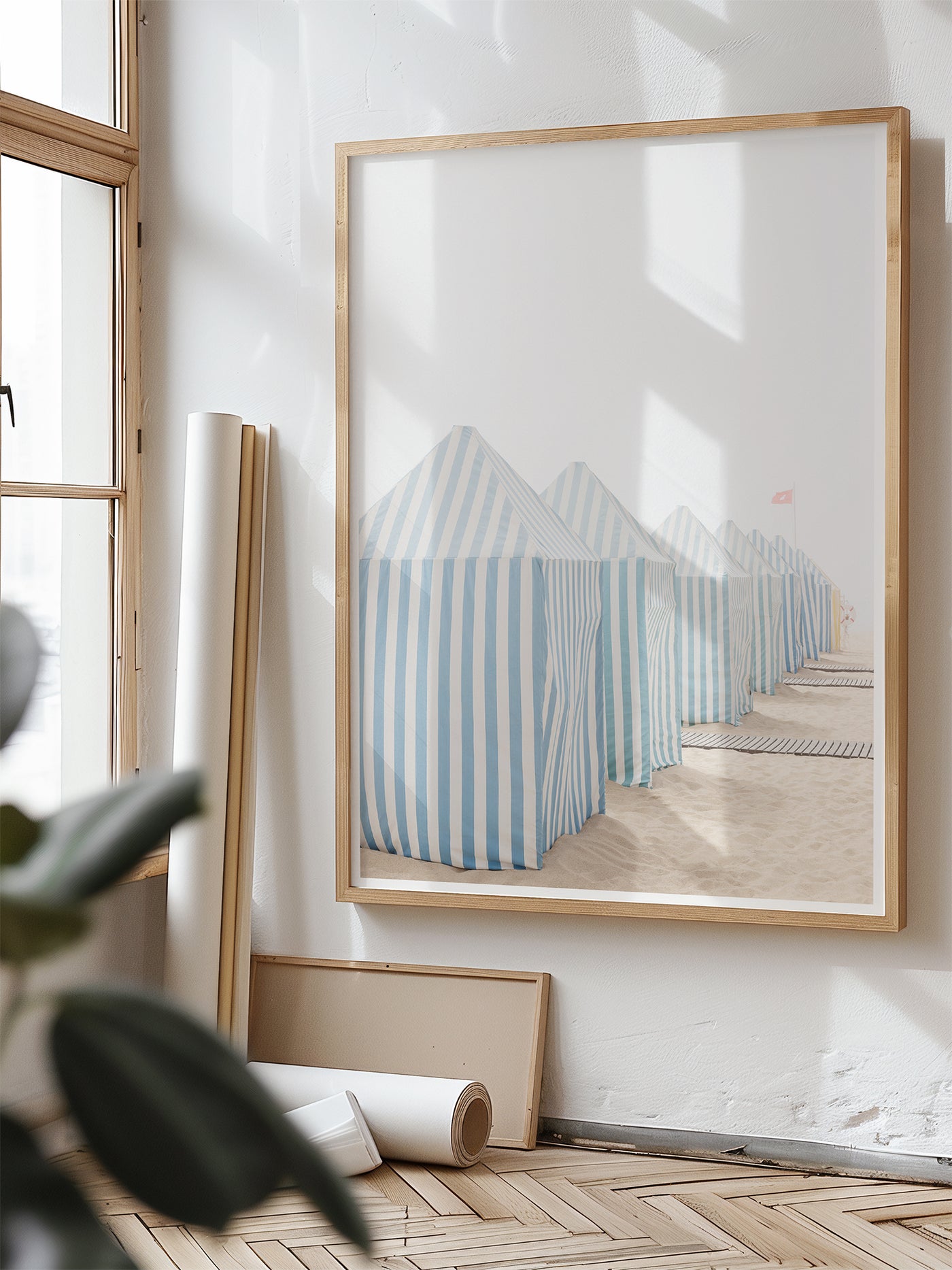 Beach art print by Cattie Coyle Photography in living room