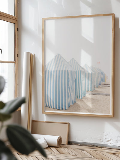 Beach art print by Cattie Coyle Photography in living room