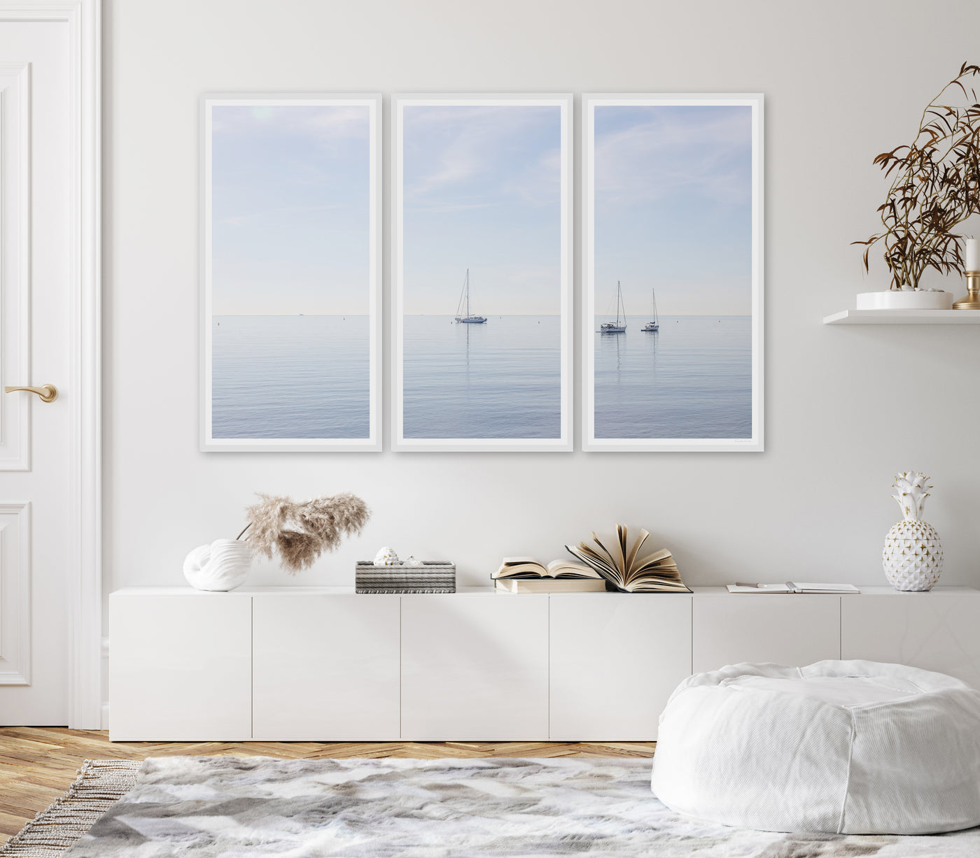Boats No 6 - Triptych wall art by Cattie Coyle Photography
