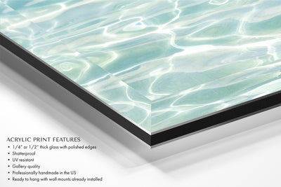 Caribbean Sea No 1 - Oversized triptych wall art by Cattie Coyle Photography - corner closeup