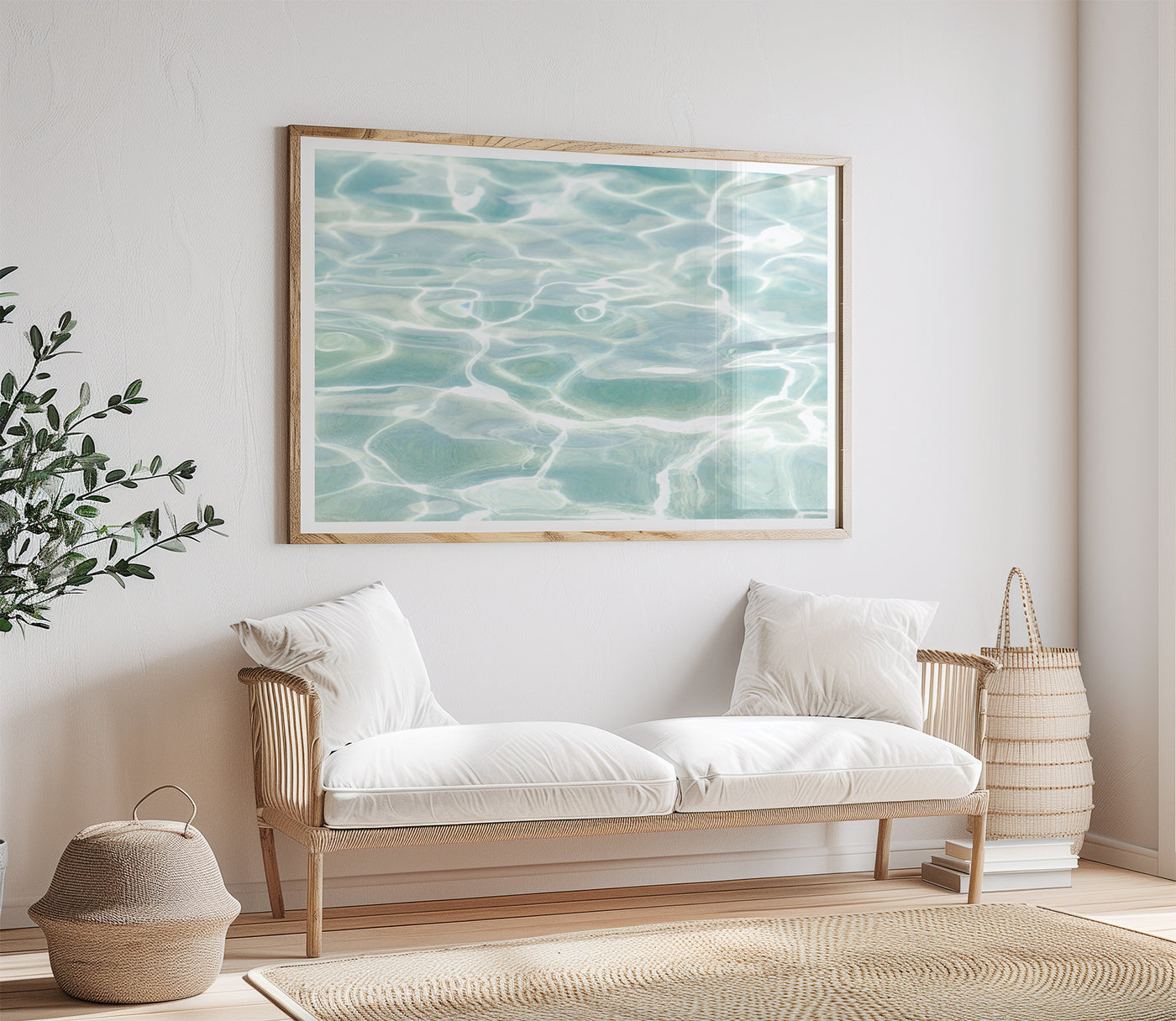 Caribbean Sea - Turquoise wall art by Cattie Coyle Photography above couch