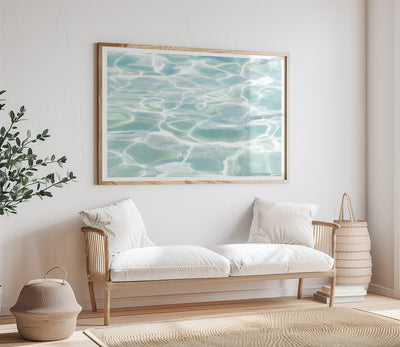 Caribbean Sea - Turquoise wall art by Cattie Coyle Photography above couch