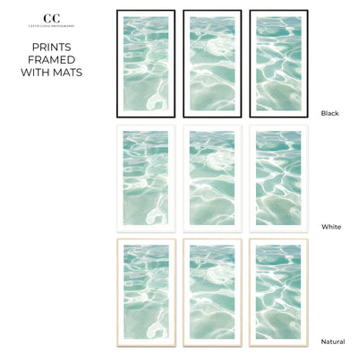 Caribbean Sea No 2 - Three piece wall art by Cattie Coyle Photography framed with mats
