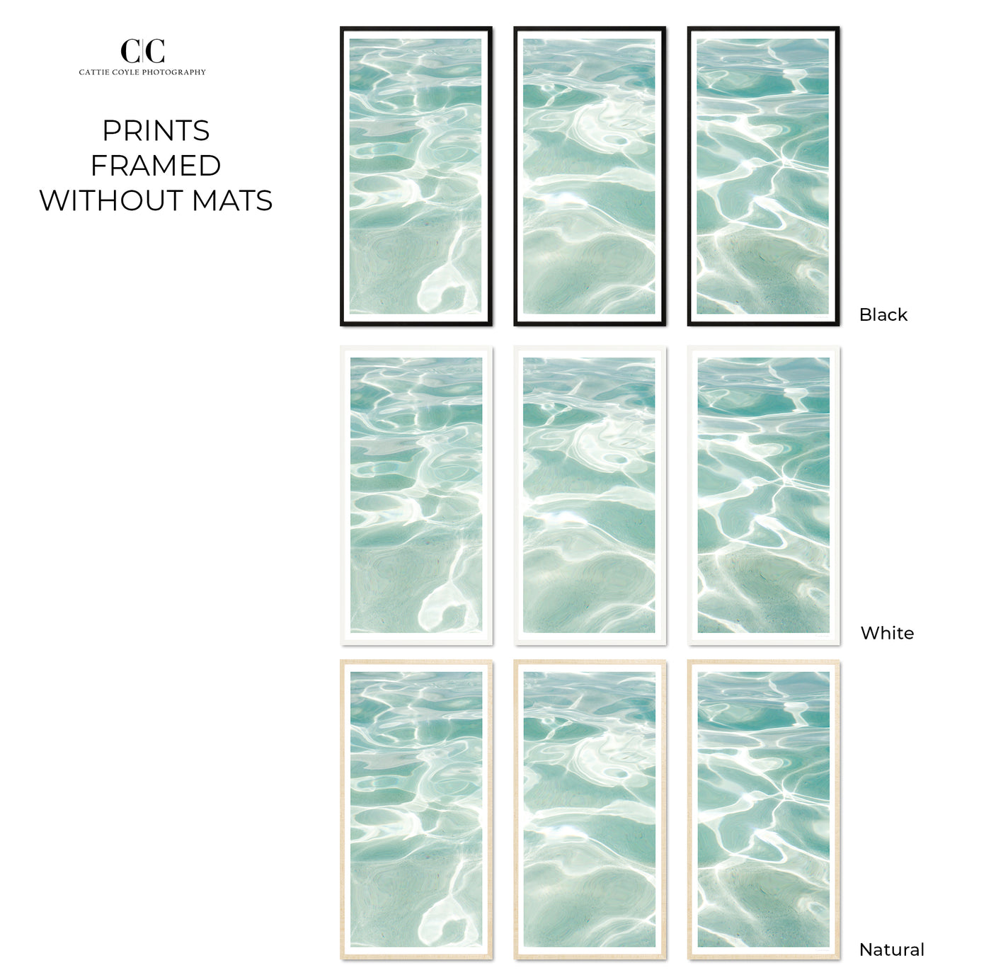 Caribbean Sea No 2 - Three piece wall art by Cattie Coyle Photography framed without mats