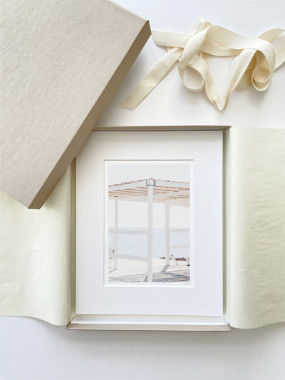 Dock on Cap d’Antibes art print by Cattie Coyle Photography in gift box