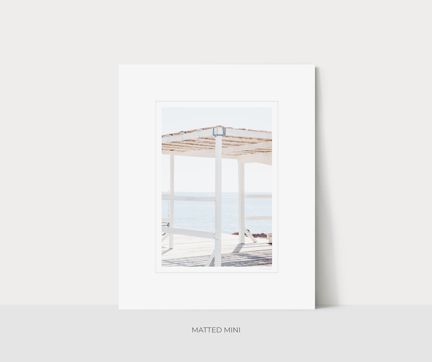 Dock on Cap d’Antibes art print by Cattie Coyle Photography in white mat