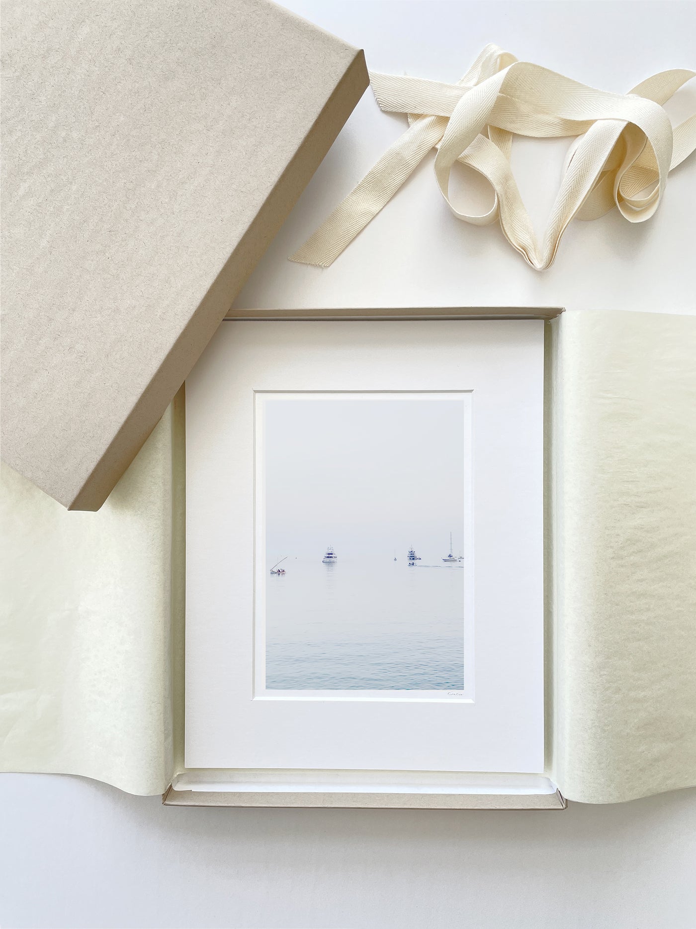 Evening in Villefranche-sur-Mer - Boats wall art by Cattie Coyle Photography in gift box