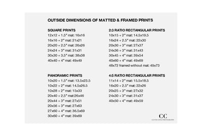 Framed art sizes | Cattie Coyle Photography