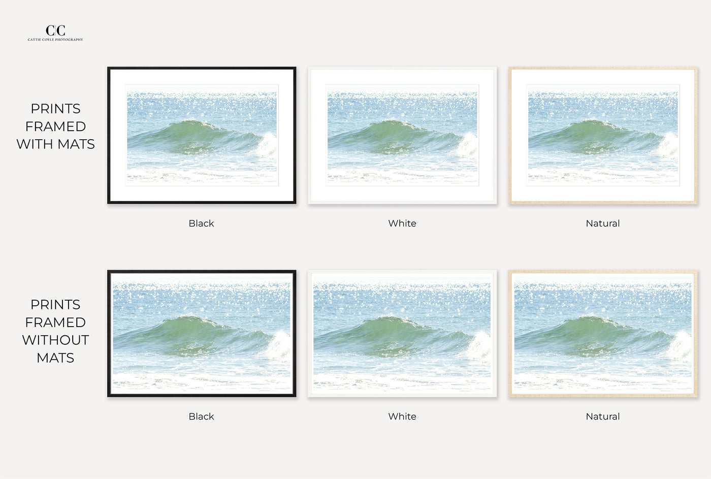 Framed ocean wave print by Cattie Coyle Photography