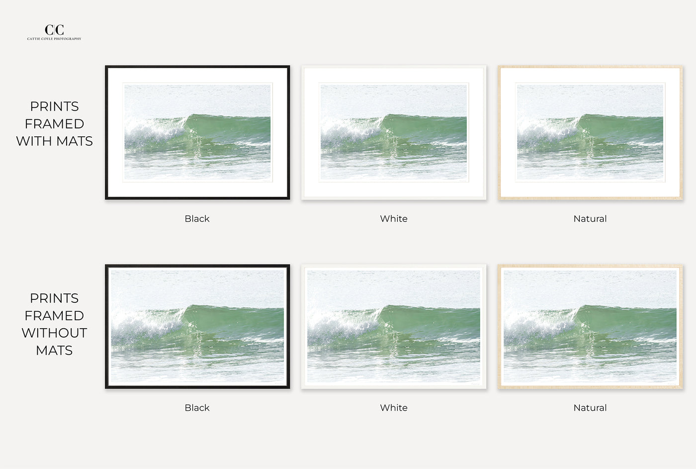 Framed ocean wave wall art by Cattie Coyle Photography