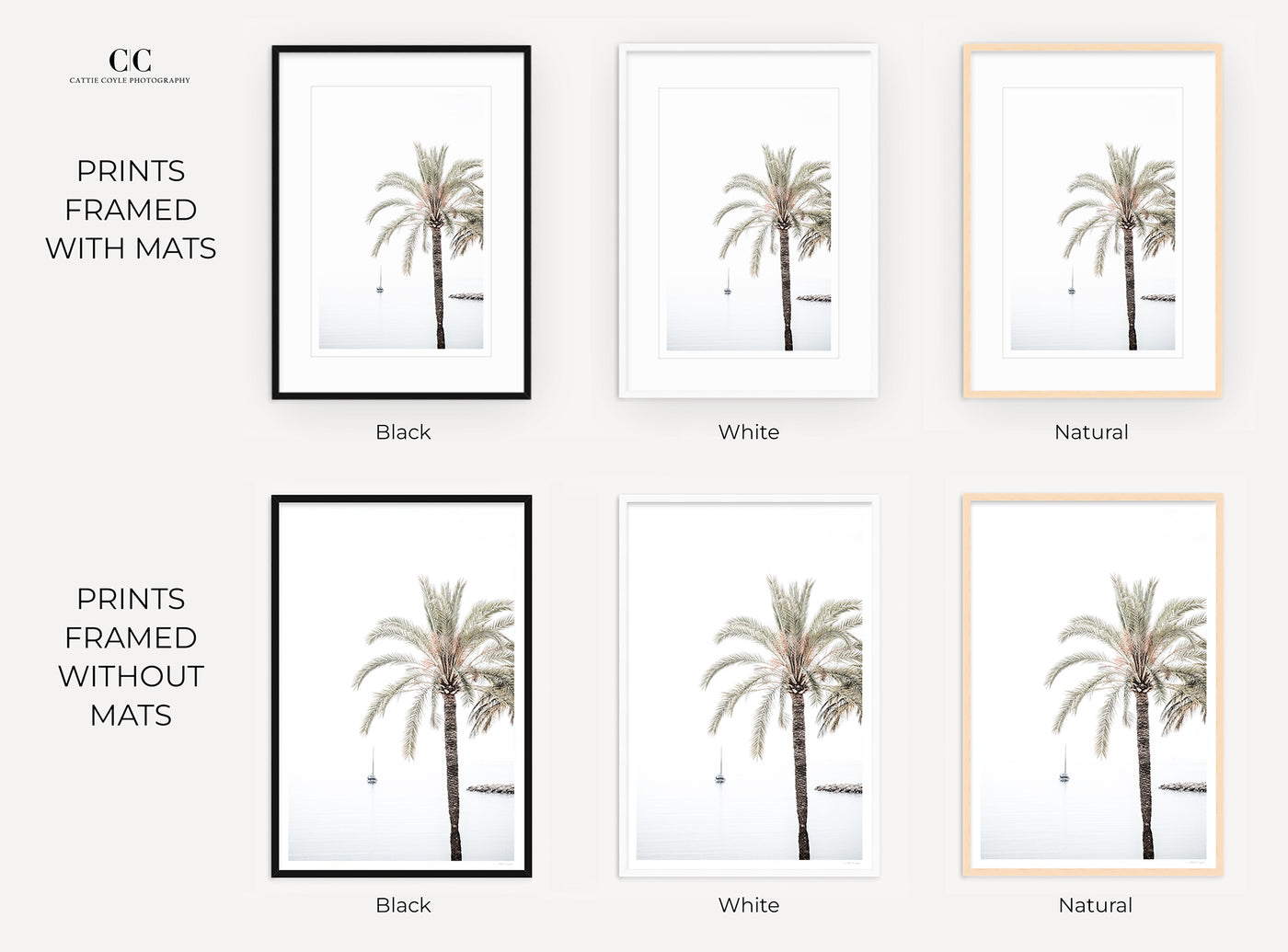 Framed palm tree wall art by Cattie Coyle Photography