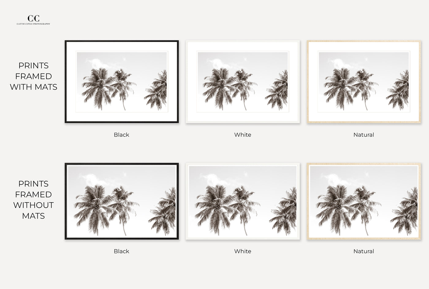 Framed palm trees art prints by Cattie Coyle Photography