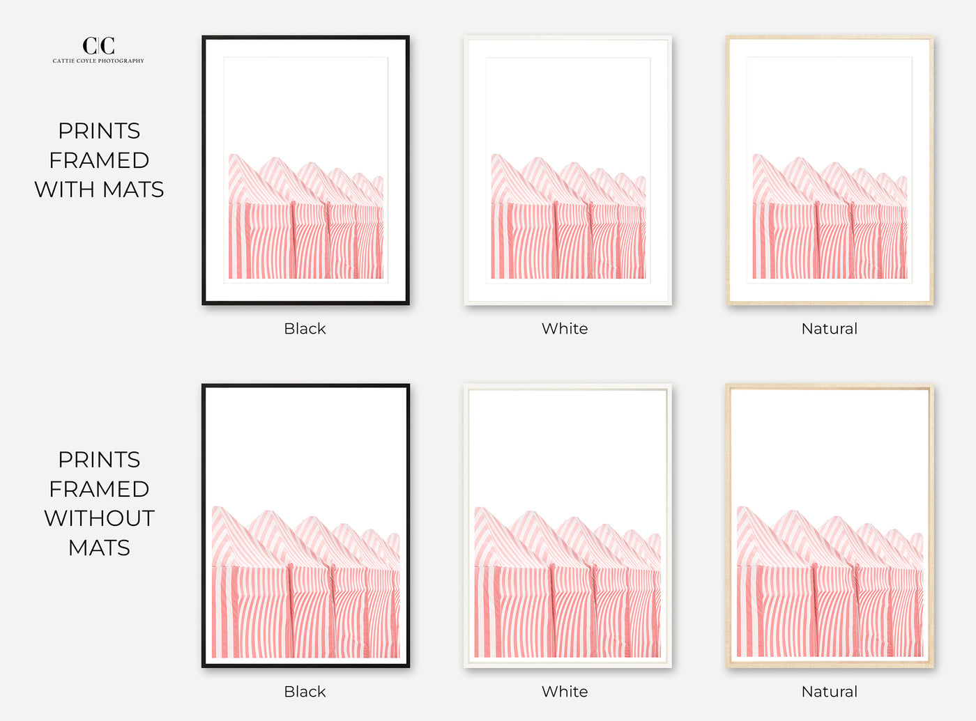 Framed red and white stripes art prints by Cattie Coyle Photography