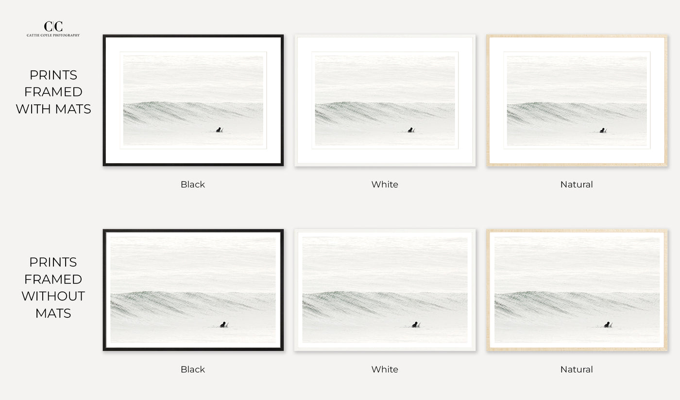Framed surfing photography art prints by Cattie Coyle Photography