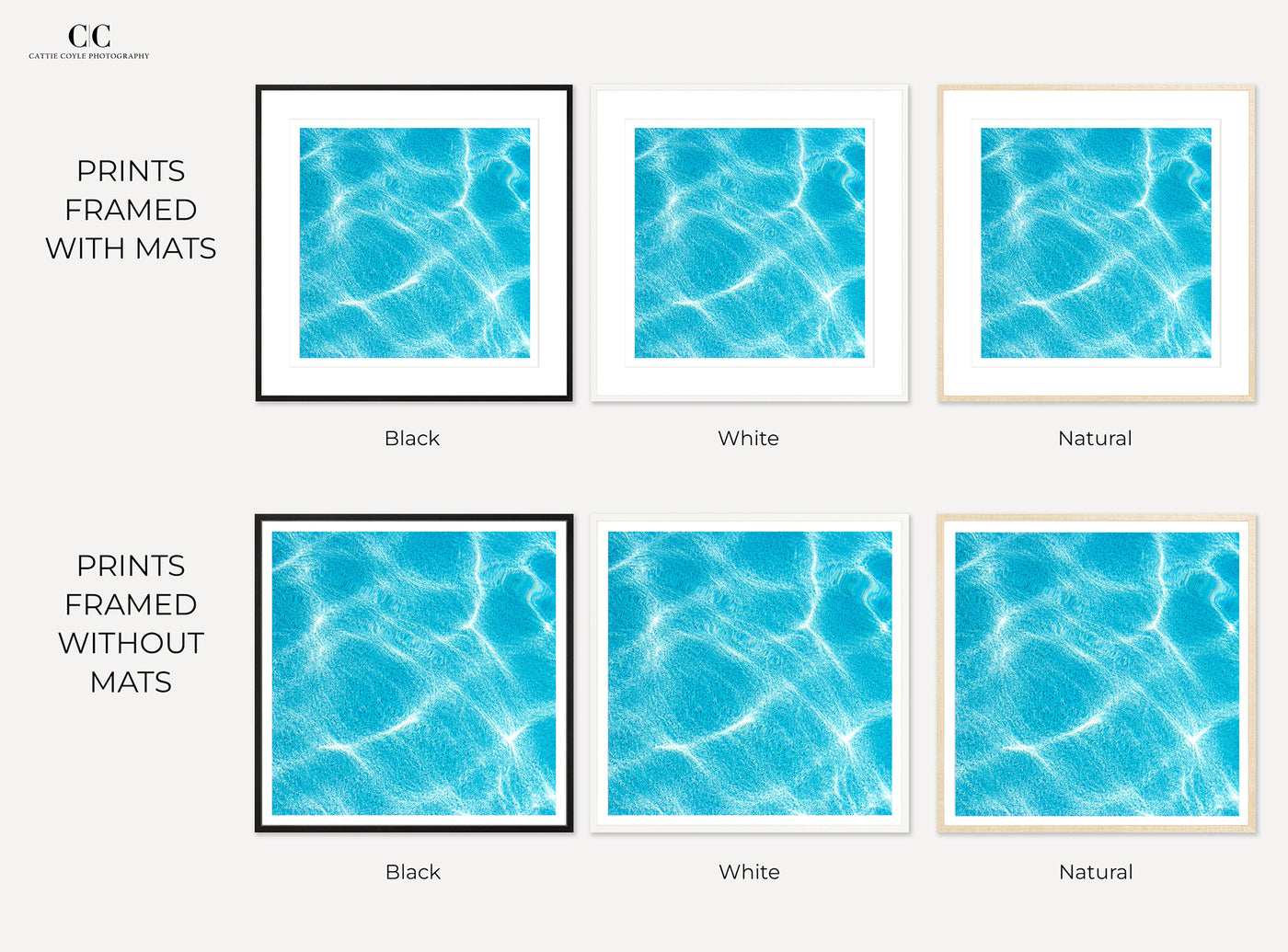 Framed swimming pool wall decor by Cattie Coyle Photography