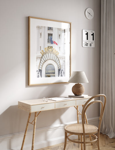 Le Negresco art print by Cattie Coyle Photography above desk
