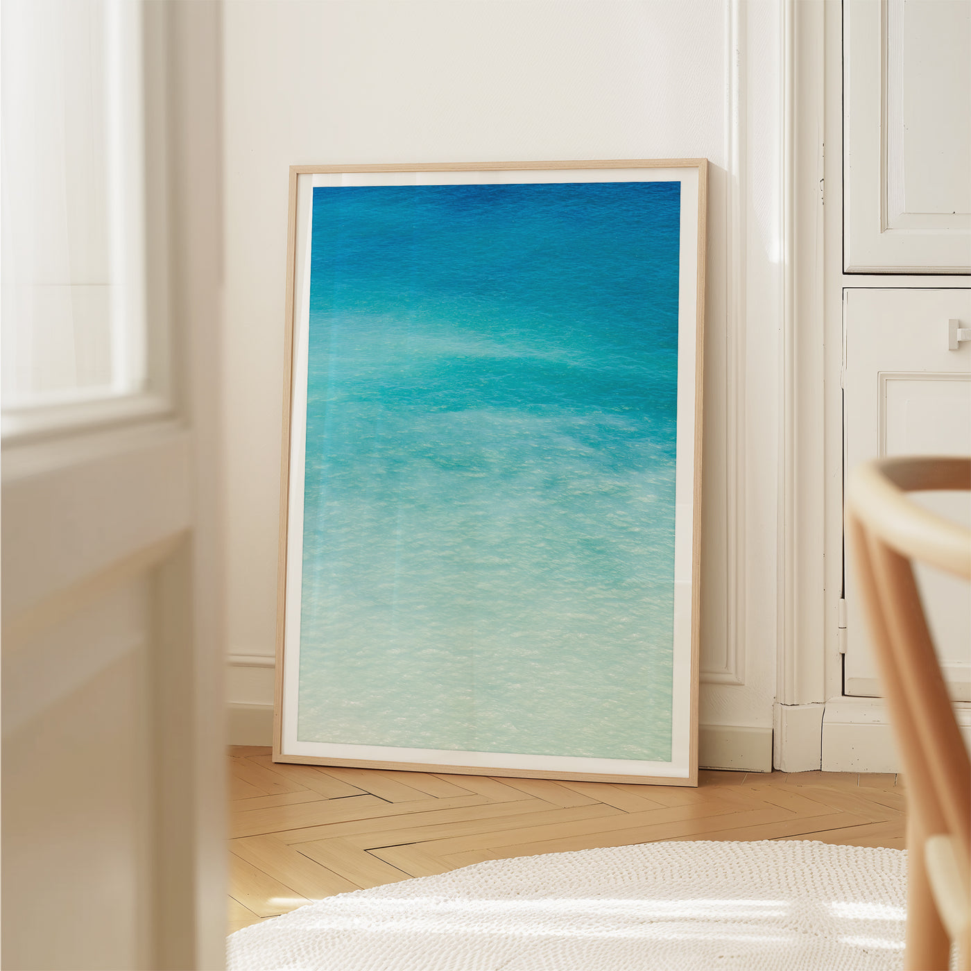 Magoito No 9 - Abstract ocean wall art by Cattie Coyle Photography in dining room