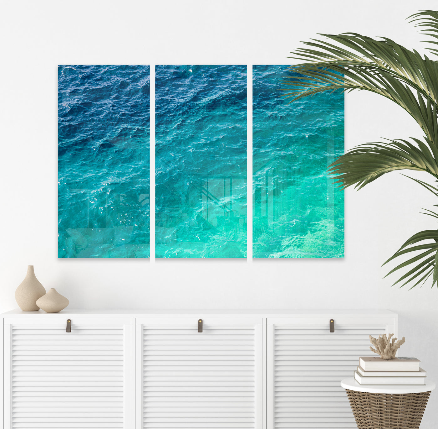 Mediterranean Shades of Teal No 1 - Acrylic glass three piece art set by Cattie Coyle Photography