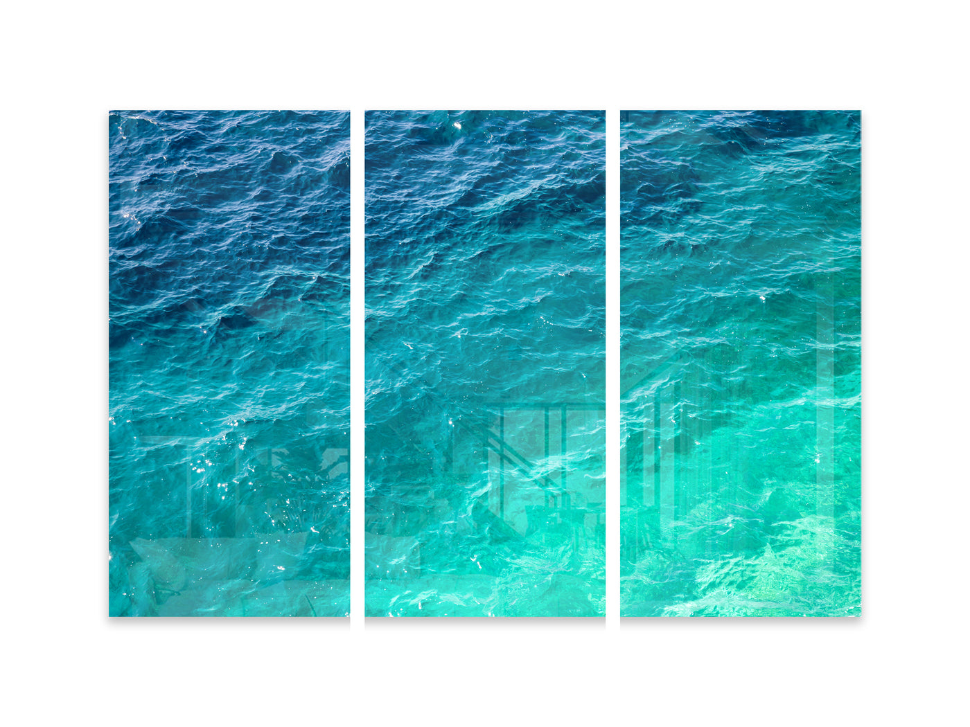 Mediterranean Shades of Teal No 1 - Acrylic glass triptych by Cattie Coyle Photography