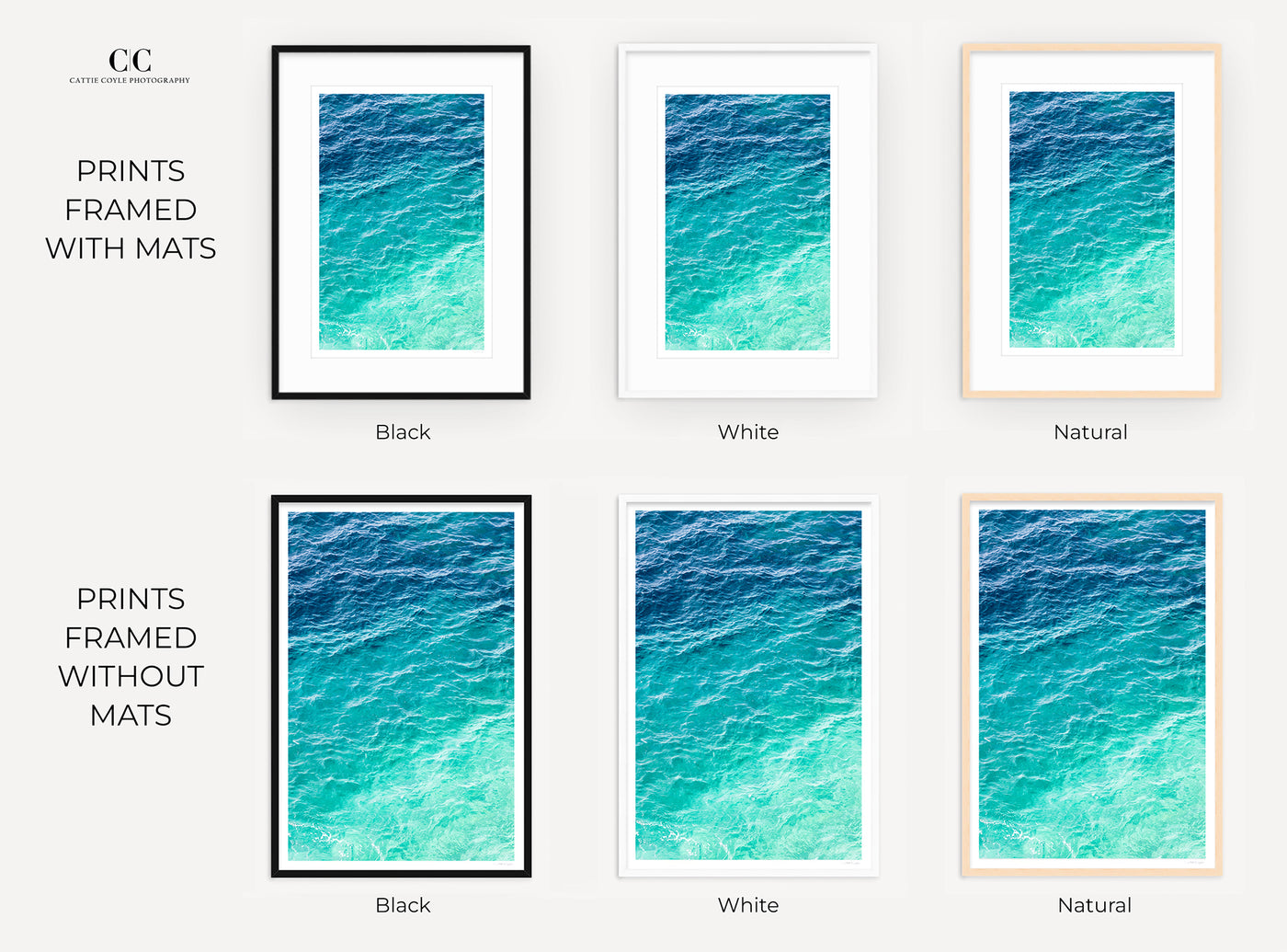 Mediterranean Shades of Teal – Large teal wall art by Cattie Coyle Photography, framed