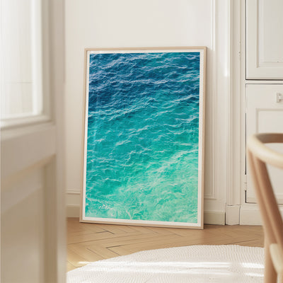 Mediterranean Shades of Teal – Large teal wall art by Cattie Coyle Photography in dining room