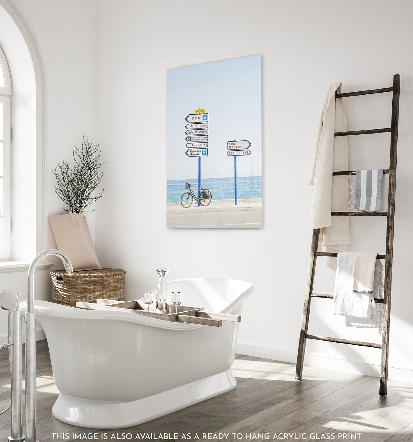 Menton, France - Acrylic glass art print by Cattie Coyle Photography in bathroom