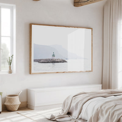 Morning Haze - Seascape art print by Cattie Coyle Photography in bedroom
