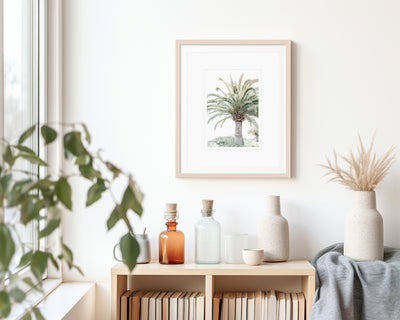 Palm tree art print by Cattie Coyle Photography on wall