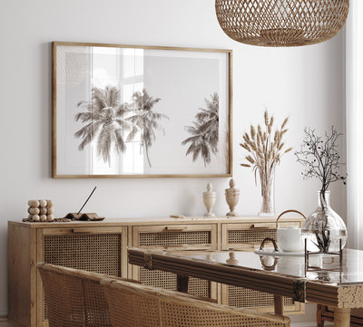 Palm trees art print by Cattie Coyle Photography in dining room