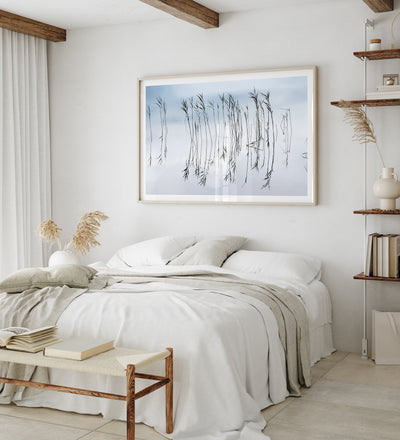 Reflections No 2 - Lake wall art by Cattie Coyle Photography in bedroom. All rights reserved.