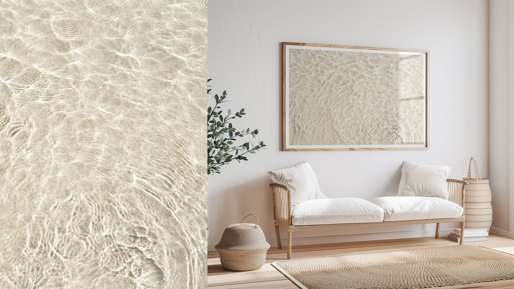 Shallow Water No 12 - Abstract art print by Cattie Coyle Photography in living room