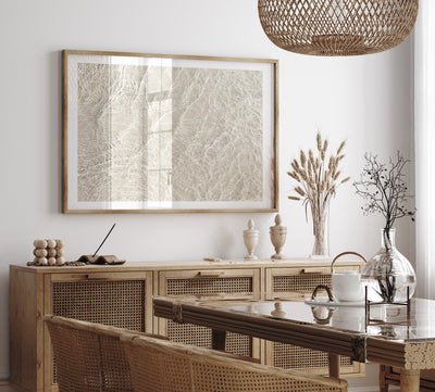 Shallow Water No 14 - Large neutral abstract art print by Cattie Coyle Photography in dining room