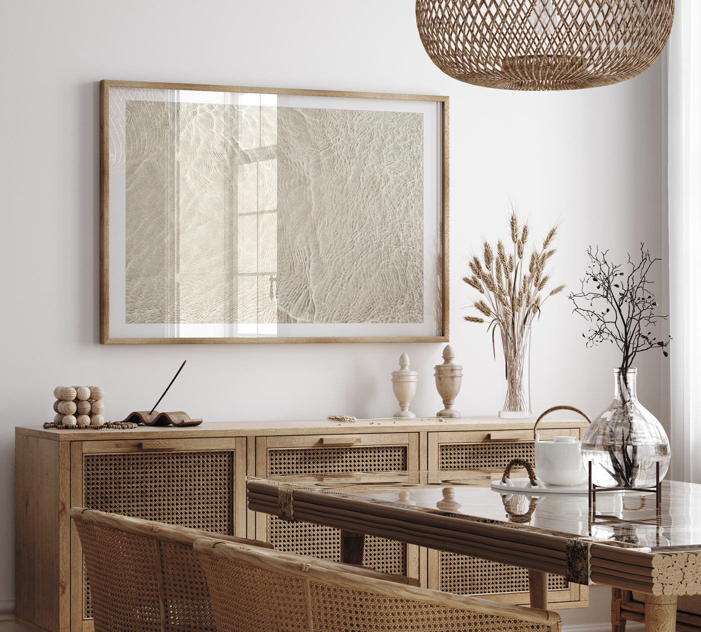 Shallow Water No 26 - Large neutral art print by Cattie Coyle Photography in dining room