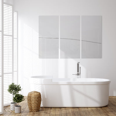 Silver Waves No 1 - Fine art 3 piece set by Cattie Coyle Photography in bathroom