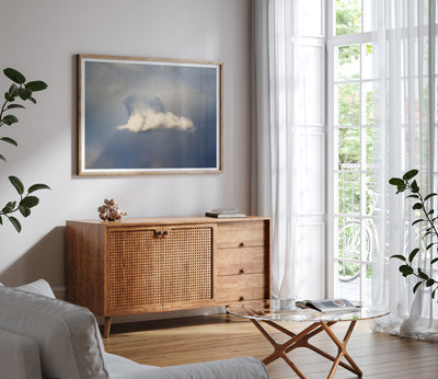 Storm cloud art print by Cattie Coyle Photography in living room