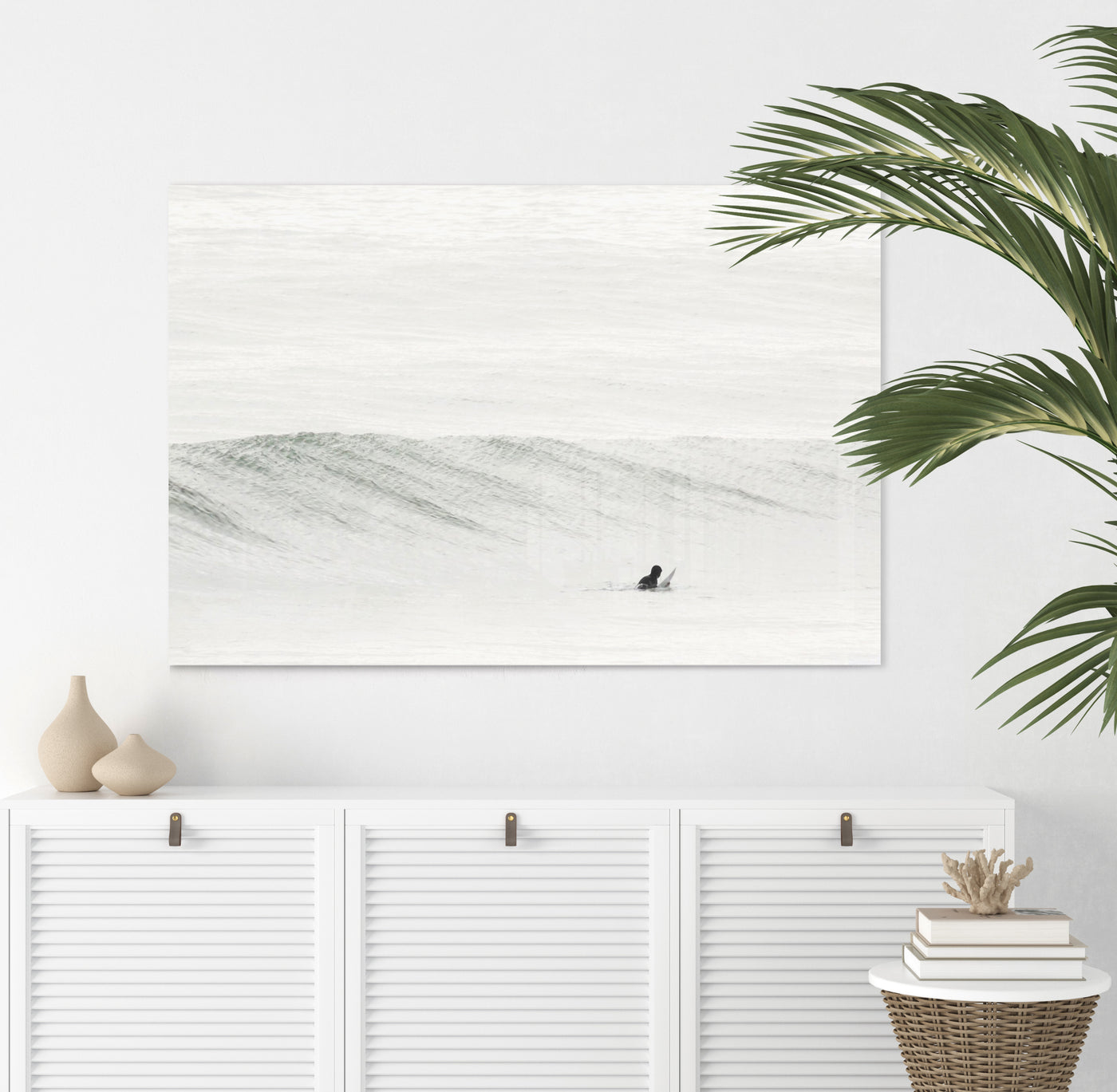 Surf art - Acrylic glass print by Cattie Coyle Photography above dresser. Copyright 2017 - All rights reserved.