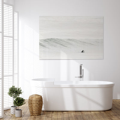 Surf art - Acrylic glass print by Cattie Coyle Photography in bathroom. Copyright 2017 - All rights reserved.