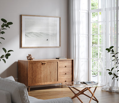 Surfing photography fine art print by Cattie Coyle Photography in living room
