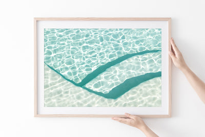 Swimming Pool Art Print by Cattie Coyle Photography in natural wood frame