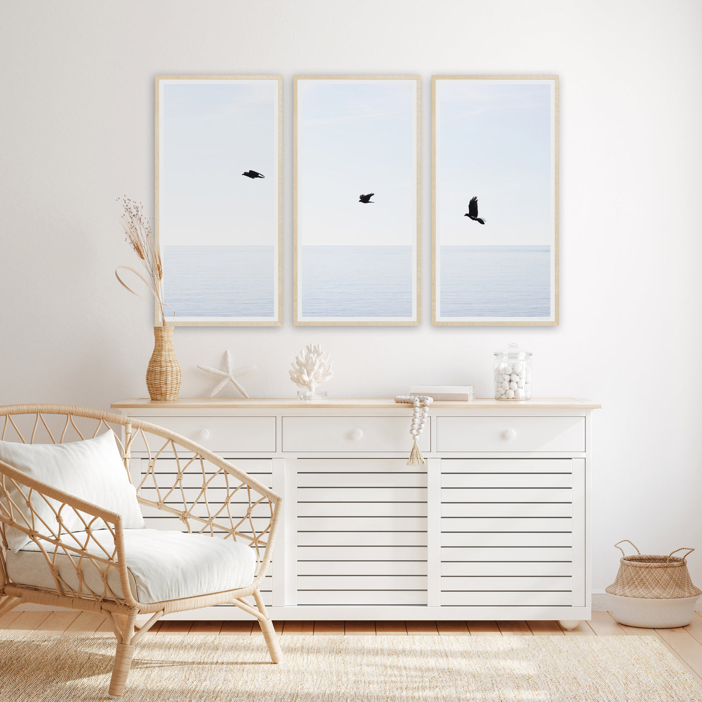 Three Birds - Triptych prints by Cattie Coyle Photography in beach house