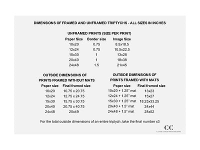 Triptych Unframed and Framed Print Sizes | Cattie Coyle Photography