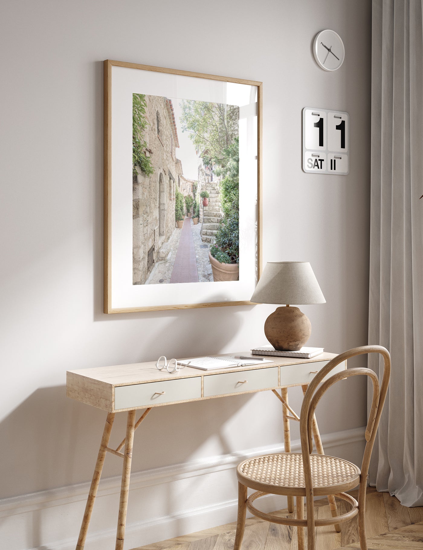 Village of Eze art print by Cattie Coyle Photography in home office
