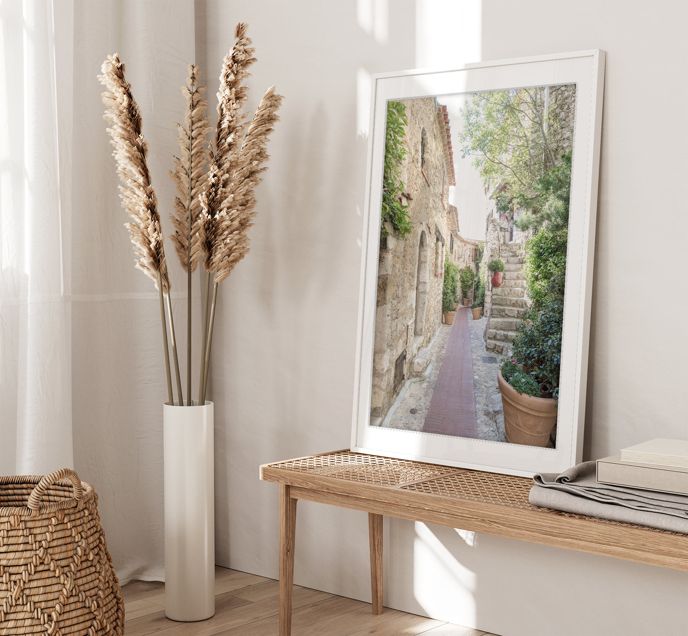 Village of Eze art print by Cattie Coyle Photography in entryway