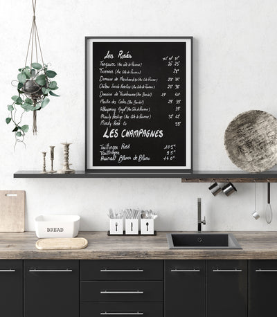 French wine menu - Kitchen wall art by Cattie Coyle Photography
