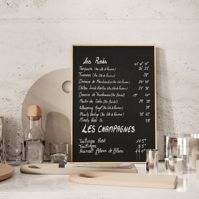 French wine menu - Kitchen wall art by Cattie Coyle Photography